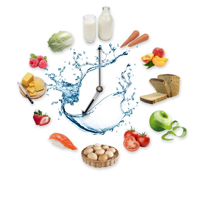 nutritional food in the shape of a clock